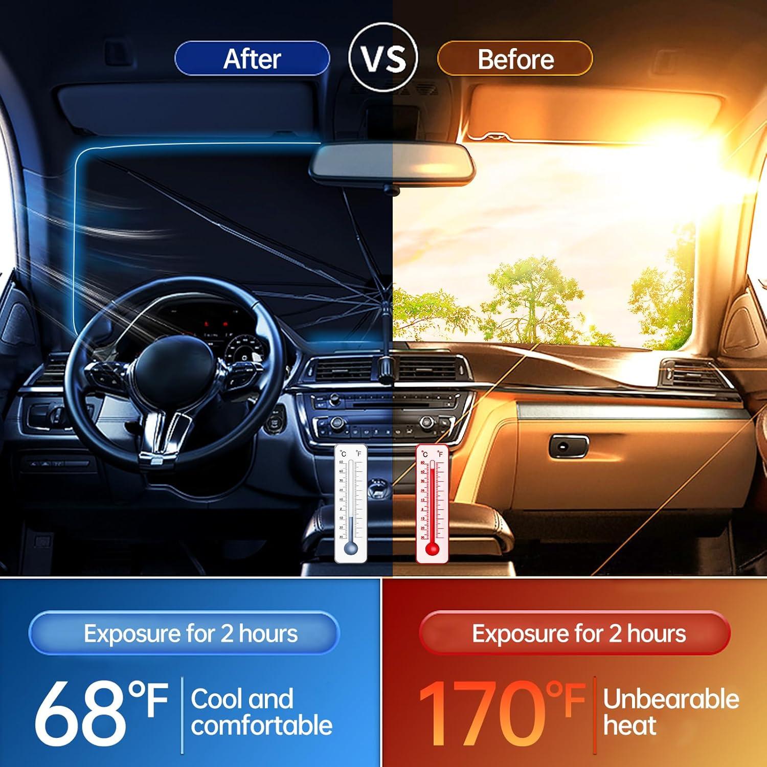 AutoShield™ Foldable Car Sun Shade Umbrella – UV Protection Windshield Cover