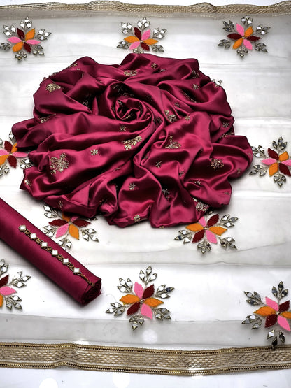 Fancy 3PC Shamooz Silk Embroidered Dress Collection