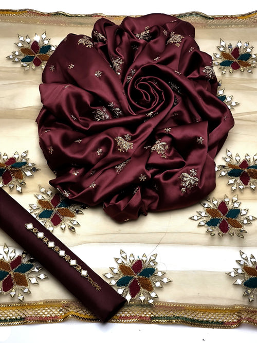 Fancy 3PC Shamooz Silk Embroidered Dress Collection